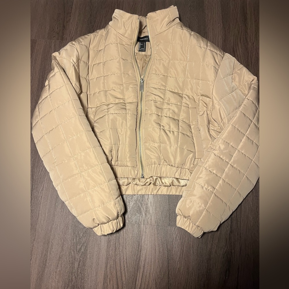 tan cropped coat